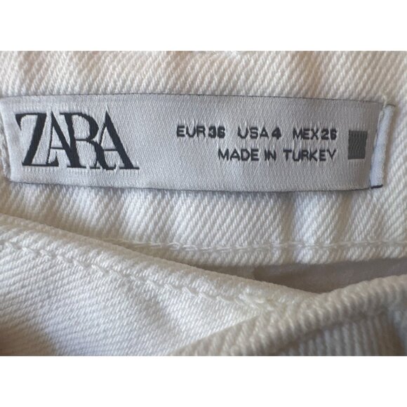 2/$30 ZARA White Size 4 Cotton Blend Tapered Jeans - Picture 4 of 13